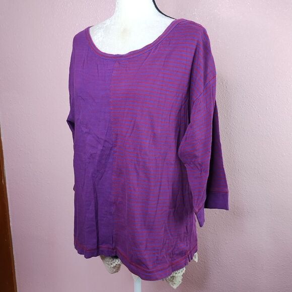 Soft Surroundings | Purple Striped Top Medium - Picture 1 of 7